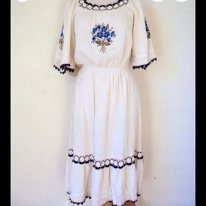 Vintage Embroidered Peasant Dress